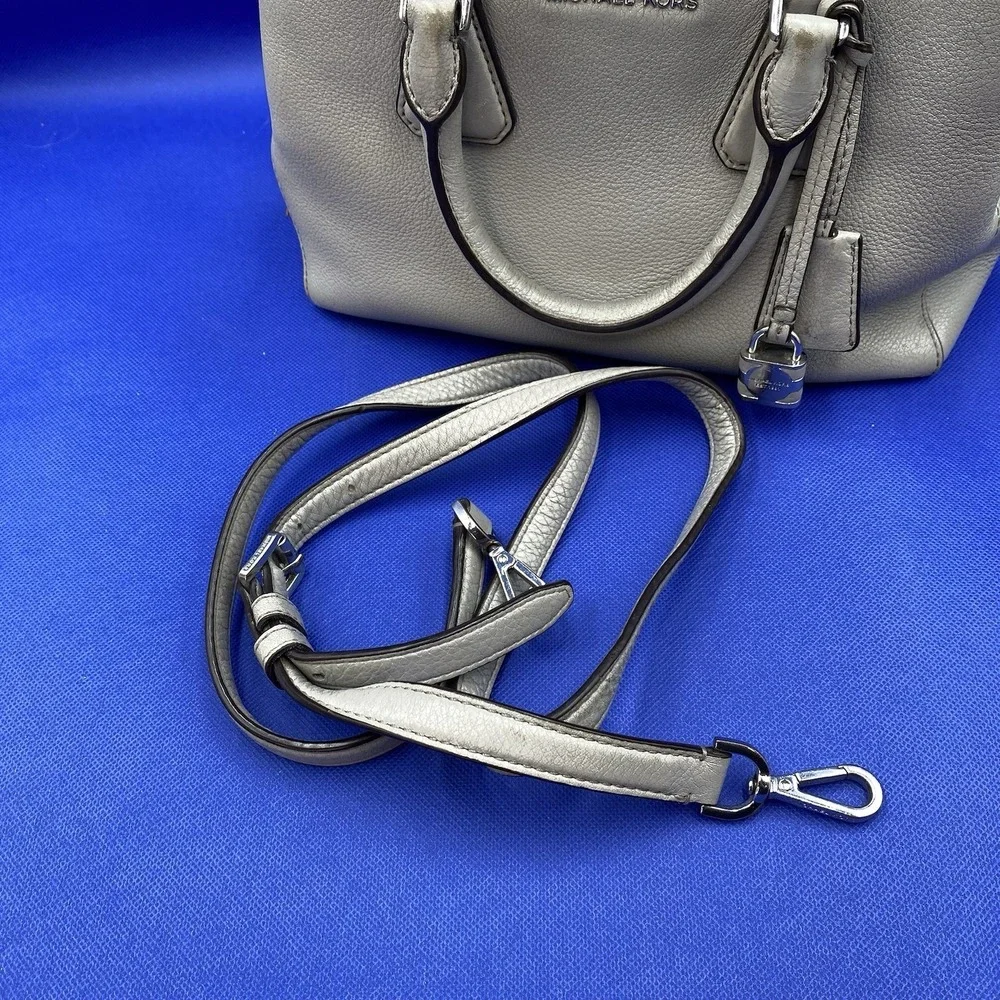 Michael Kors  Camille Small Pebbled Gray Leather Satchel Handbag